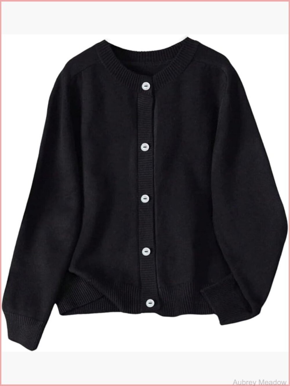 Button Down Cardigan Sweater Crewneck Raglan Long Sleeve Knit